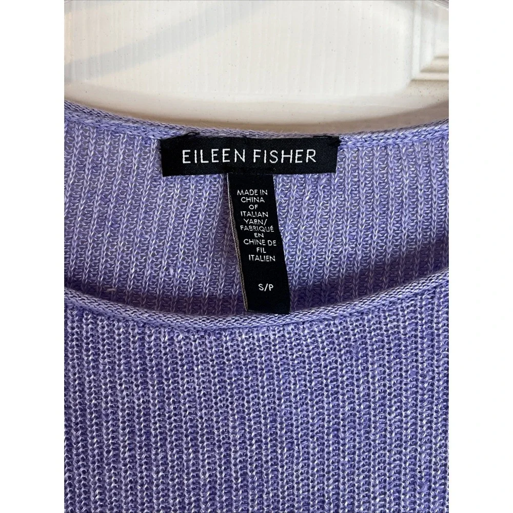 NWOT Eileen Fisher Purple Think 100% Organic Linen Sweater High Low Size S/P